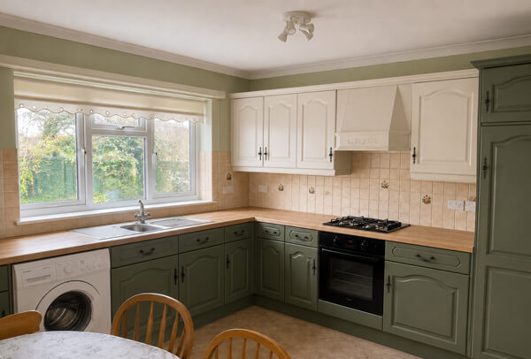 Functional kitchen after cupboard refurbishment and painting in Dunstable