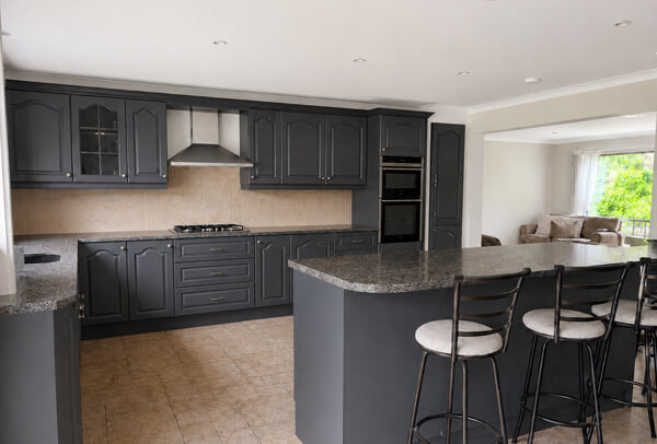 Painted shaker kitchen doors after a cupboard refresh in Dunstable