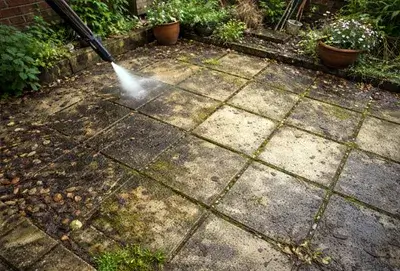 Patio cleaning before results in Milton Keynes