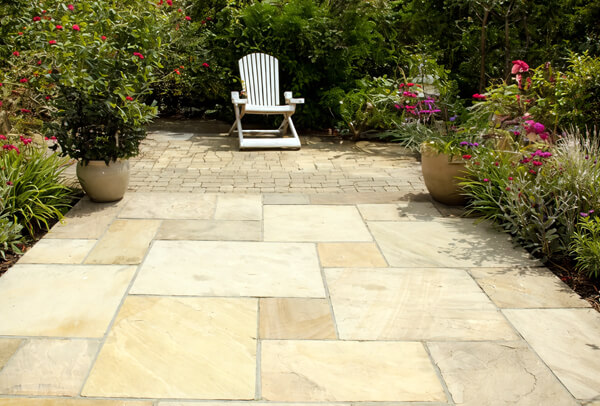 Sandstone patio after cleaning in Milton Keynes