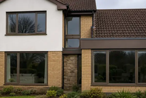 Aluminium window frame in Luton before spraying with an old faded metal finish