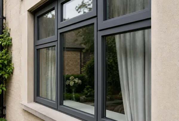 Aluminium window frame after spraying in a cleaner modern colour