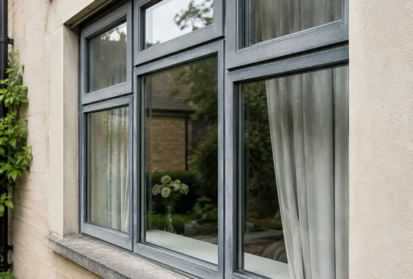 Aluminium window frame before spraying with a faded finish