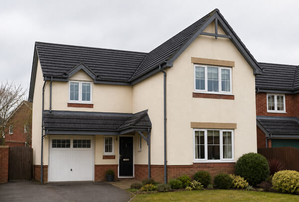 Bargeboards gutters and downpipes in Luton after painting