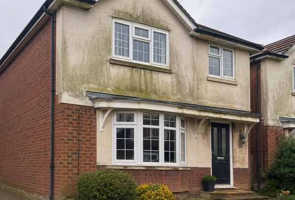 Brick, render and painted exterior surfaces in Bedford before careful house washing