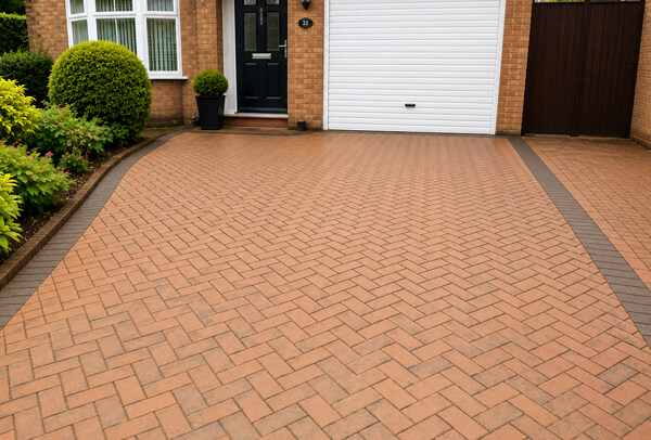 Driveway in Bedford after cleaning, with a clearer and more welcoming entrance