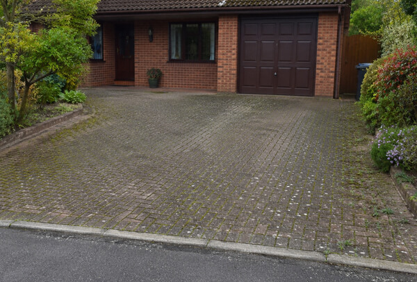 Driveway in Bedford before cleaning photographed for a quote