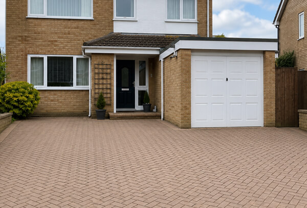 Driveway in Bedford after cleaning with outdoor items moved and the surface washed
