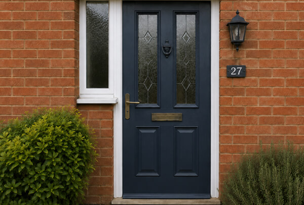 Front door in Bedford after painting, with a clean and welcoming finish