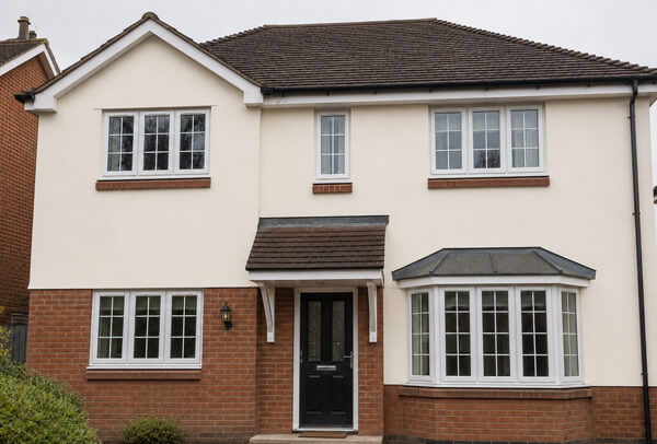 Bedford home exterior after washing with cleaner walls, sills and outside details