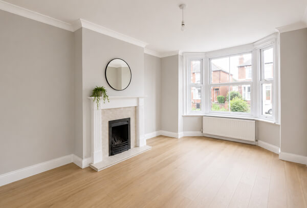 Interior room in Bedford after decorating, with fresh paint and a brighter feel