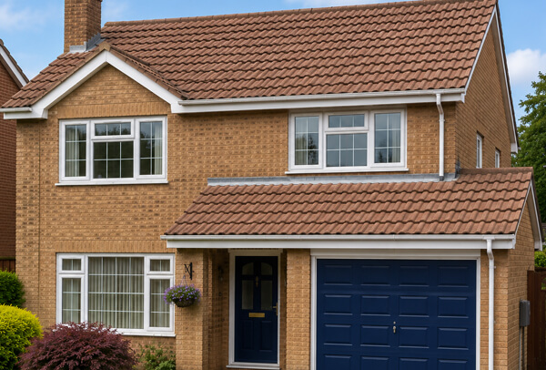 Bedford home after roof cleaning with the roof looking cleaner as part of an exterior refresh
