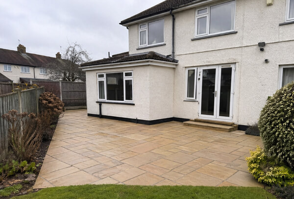 Patio in Northampton after professional cleaning, with a cleaner smarter finish