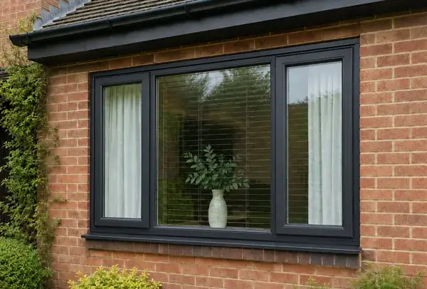 Composite window frame after painting with a coordinated exterior finish