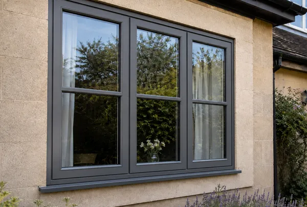 Composite window frame after painting with a coordinated finish