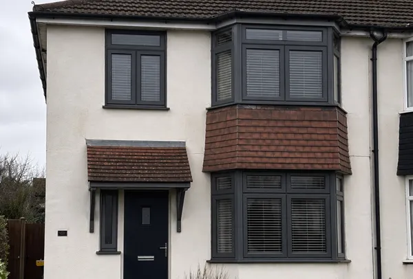 Composite window frames in Northampton after painting, with a cleaner more coordinated finish