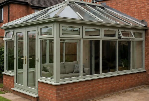 Conservatory in Bedford after a colour change with a fresh sprayed frame finish