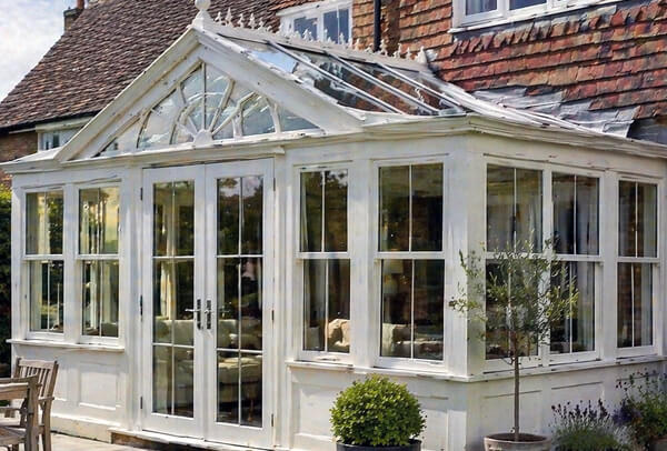 Conservatory before colour change painting in Milton Keynes