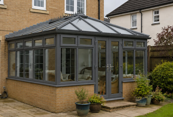 Conservatory frames after painting with a more coordinated finish