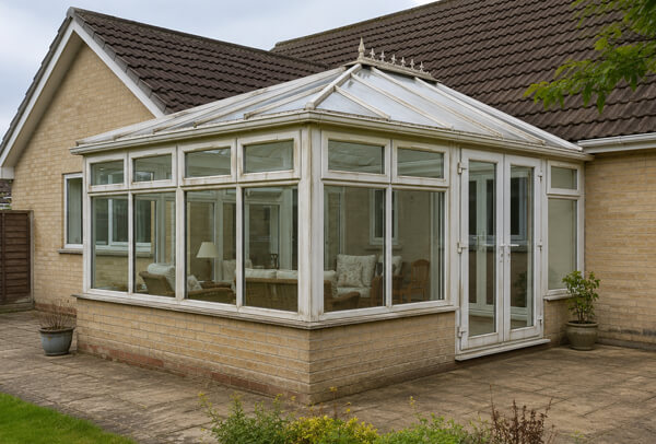 Conservatory before frame masking and painting in Aylesbury