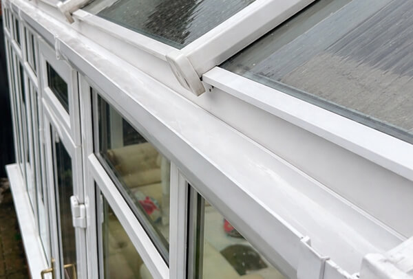 Conservatory gutter after cleaning in Milton Keynes
