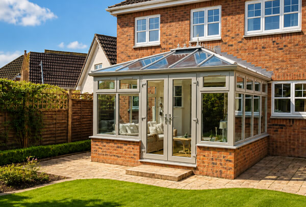 Conservatory after painting with a cleaner updated frame finish
