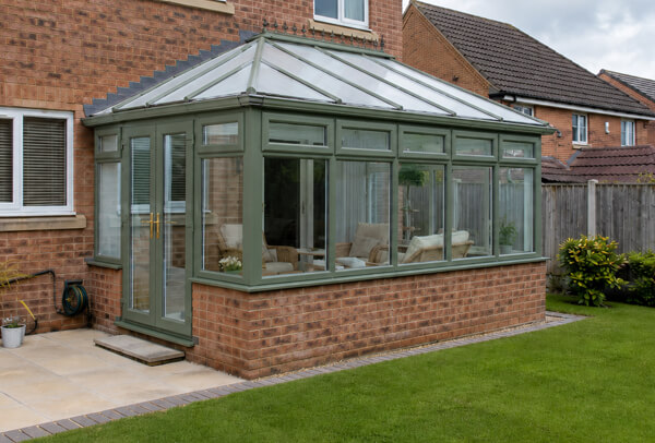 Conservatory in Bedford after spraying with a neat updated frame finish