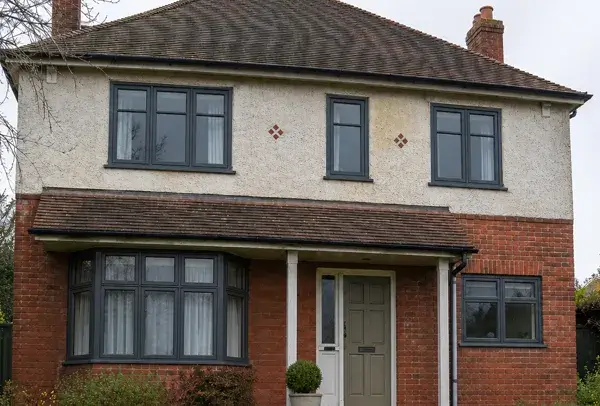 House window frames in Luton after painting with a cleaner more modern exterior finish