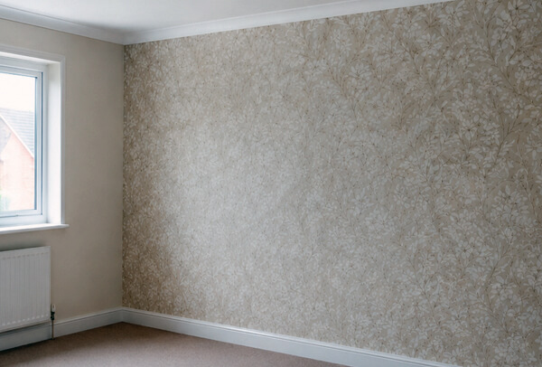 Feature wall in Bedford after wallpapering with a warmer decorative finish