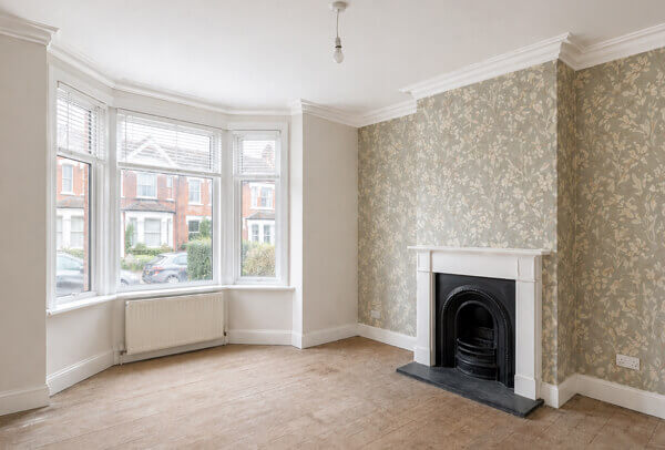 Feature wall in Luton after wallpapering with a decorative finished design