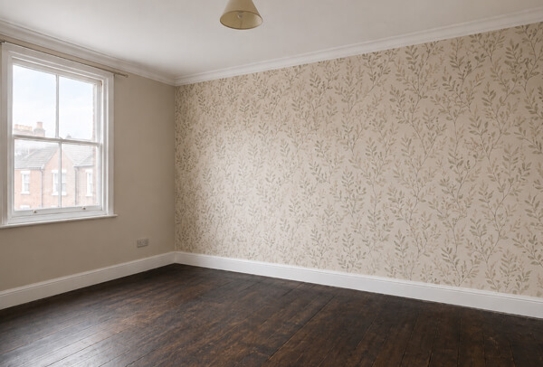 Feature wall in Oxford after wallpapering with a warmer decorative finish