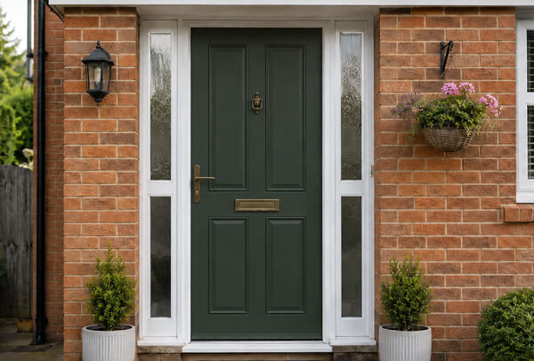 Front door after a colour change, showing a modern shade chosen for the home