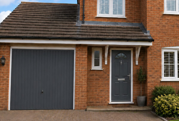 Front door after painting, with a colour that works better with the surrounding exterior features