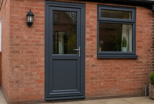 Front door after preparation and painting, showing a smooth clean result