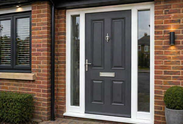 Front door in Northampton after painting, with a clean modern appearance