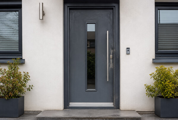 Front door before a colour change, showing a plain and dated entrance
