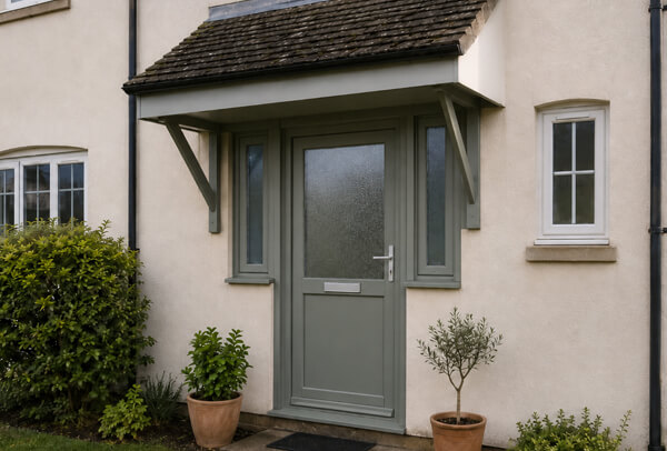 Front door after a colour change, showing a modern shade chosen for the home
