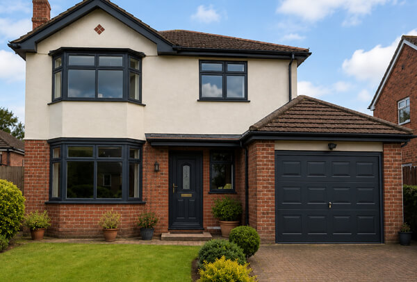 Front door after painting, with a colour that works better with the surrounding exterior features