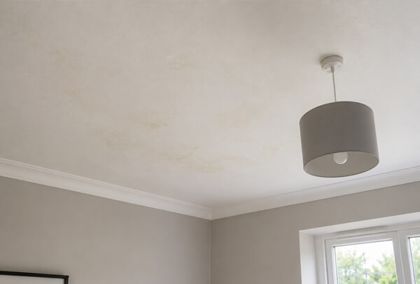 Ceiling and coving in Hemel Hempstead before painting with dull edges and older paint