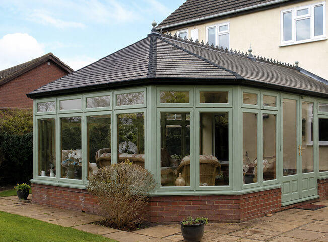 Conservatory after a frame colour was chosen to suit the property