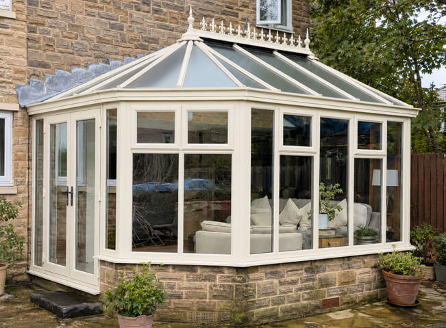 Conservatory after painting with a finished frame colour