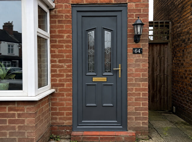 Front door after painting with a colour that balances the exterior details