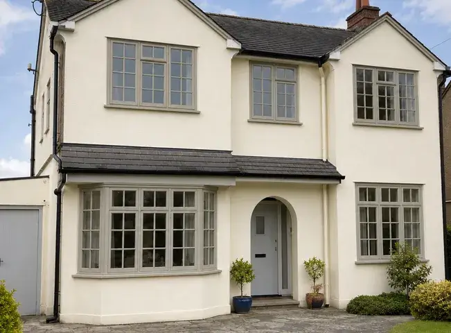 House exterior after window frame colour was chosen to suit the elevation