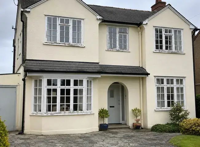 House exterior before choosing a new window frame colour