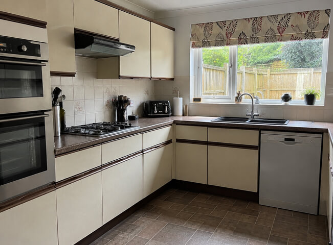 Kitchen before choosing a new cabinet paint colour