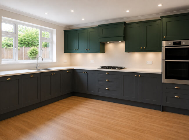 Hemel Hempstead kitchen units after cabinet painting, with a smooth updated finish