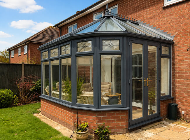 Conservatory after the exterior frames have been painted