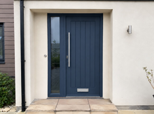 uPVC front door after spray painting with a darker updated finish