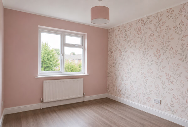 Hemel Hempstead room after decorating with painted walls ceiling and trim