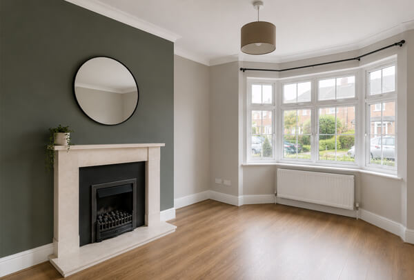 Room in Hemel Hempstead after full decorating with painted walls ceiling and trim